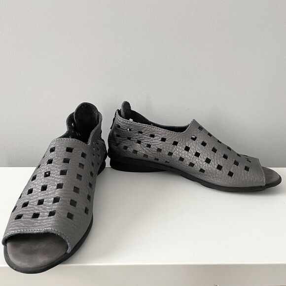 Arche Drick Slip On Metallic Silver Zip Heel Shoes Sandals Women's Sz 38 US 7 - Picture 4 of 8